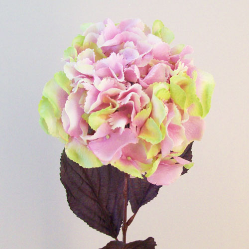 Artificial Hydrangeas Pink Green 71cm Artificial Flowers